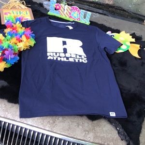 NWT Russell Athletic Navy Blue Short Sleeves Logo Tee S